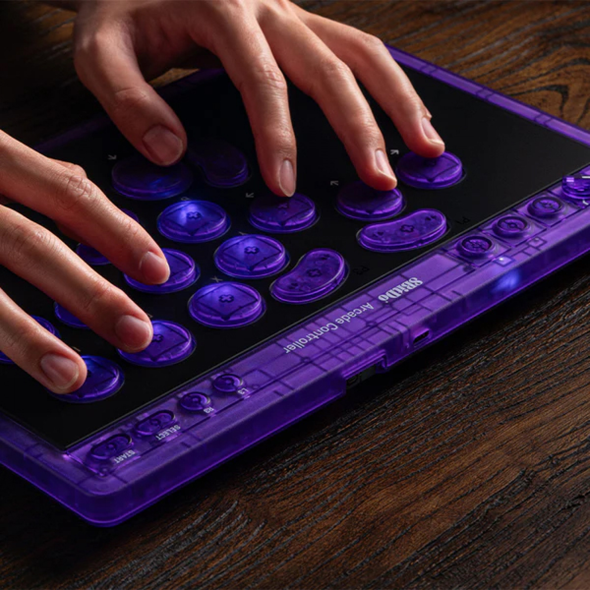 Ігровий аркадний контролер 8BitDo Arcade Controller - Transparent Purple Signature Edition